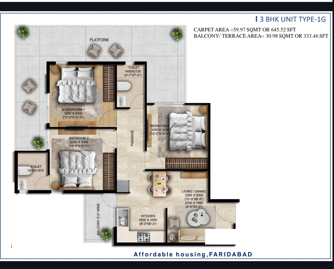 Anantya True Habitat 3 BHK flat layout Faridabad